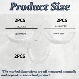 2 Pairs Snap on Veneers Dentures Fake Teeth, Instant Cosmetic Veneers - Top & Bottom Snap On Dentures, False Teeth Clip in Veneers Kit Comfortable Dentures for Men & Women with Bad Teeth