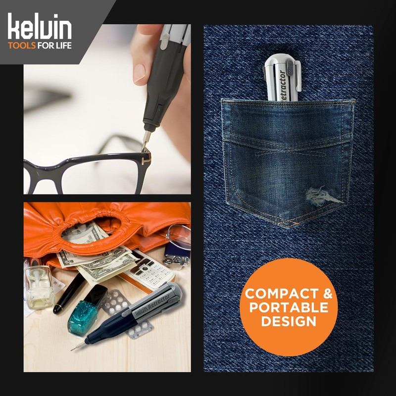 Kelvin Tools Retractor Mini Precision Screwdriver Set, 6 in 1