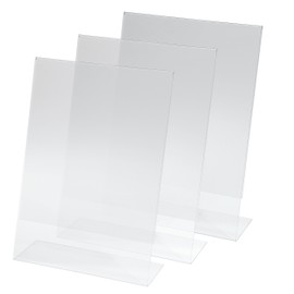 SY110 Sign Holder, slanted, for A4, single-sided presentation, acrylic, clear, 3 pcs.
