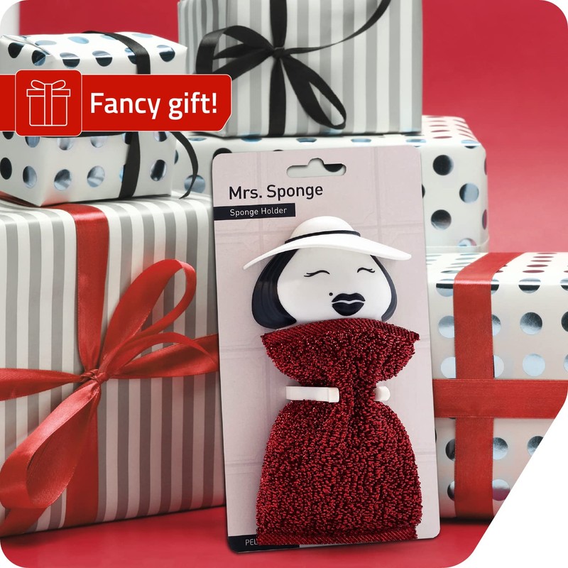 Peleg Design Mrs. Sponge キッチンスポンジホルダー - プラスチックディッシュスポンジホルダー キッチンシンク用 あらゆる種類のスポンジを乾燥 -