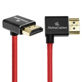 Alvin's Cables HDMI 2.1 Cable 8K 48Gbps 8K @ 60Hz 4K @ 120Hz High Speed Spiral Cable for Sony FS5 FS7, BMPCC, Canon C300 C500, Atomos Ninja, Feelworld, Right Up Angle, Red