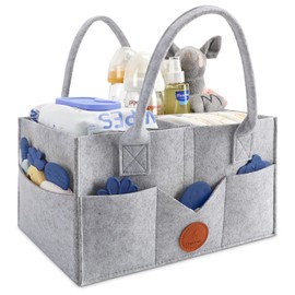 Maliton Nappy Caddy, Sturdy Portable Washable Baby Caddy with Detachable Compartments. Baby Essentials for Newborn, Nappy Organiser for Indoor Outdoor, Grey，Small