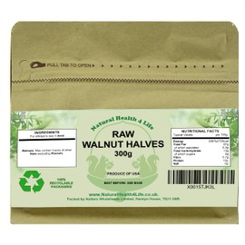 Natural Health 4 Life Raw Nuts Californian Walnuts 300 g (1 Kraft Pouch)