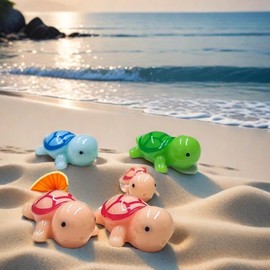 50 Pcs Mini Resin Animals Sea Turtle Figurines, Miniature Cute Turtle, Little Turtle Garden Decorations Car Ornaments DIY Micro Landscape Aquarium Dollhouse Decor