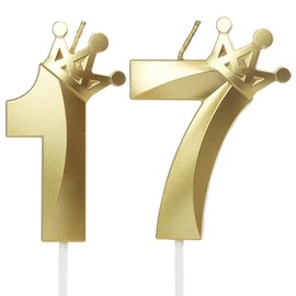 Crown Birthday Candle 17 Gold, 17 Candles for Birthday Cakes,Number 17 Crown Candle,17th Birthday Candles Sparkle Decoration for Birthday Party Wedding Anniversary Celebration Supplies