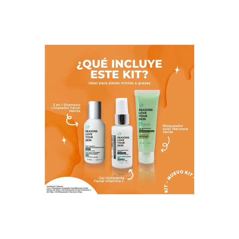 Seasons love your skin kit facial 3 Pasos – limpiador