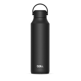 Doli Thermo Tea Bottle 600 ml Black - with Tea Strainer - Double-Walled Stainless Steel - Leak-Proof - for Hot and Cold Drinks - Completely Leak-proof - BPA-Free