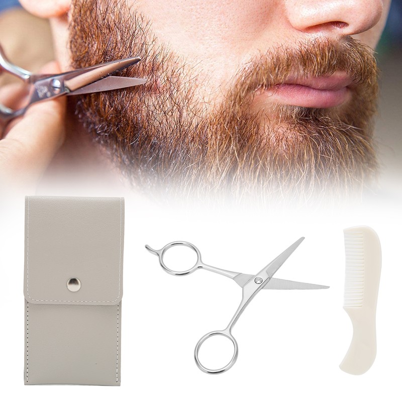 Bluezoo Beard Mustache Scissors Combs Professional Men Hair Grooming Kit