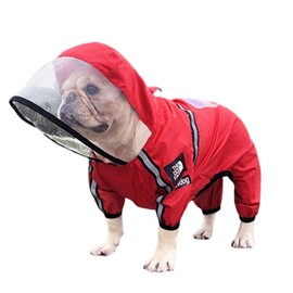 PETCUTE Dog Raincoat, Waterproof Dog Raincoat with Hood, Waterproof Dog Rain Jacket with Reflective Strips, Ultralight Dog Rain Clothing for Small Medium Dogs