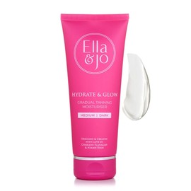 Ella & Jo Hydrate & Glow Gradual Tanning Moisturiser - Dark with Hyaluronic Acid, Squalane & Vitamin E, 200ml, No Transfer Formula
