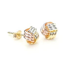9ct Multi-Coloured Gold 6mm Knot Stud Earrings