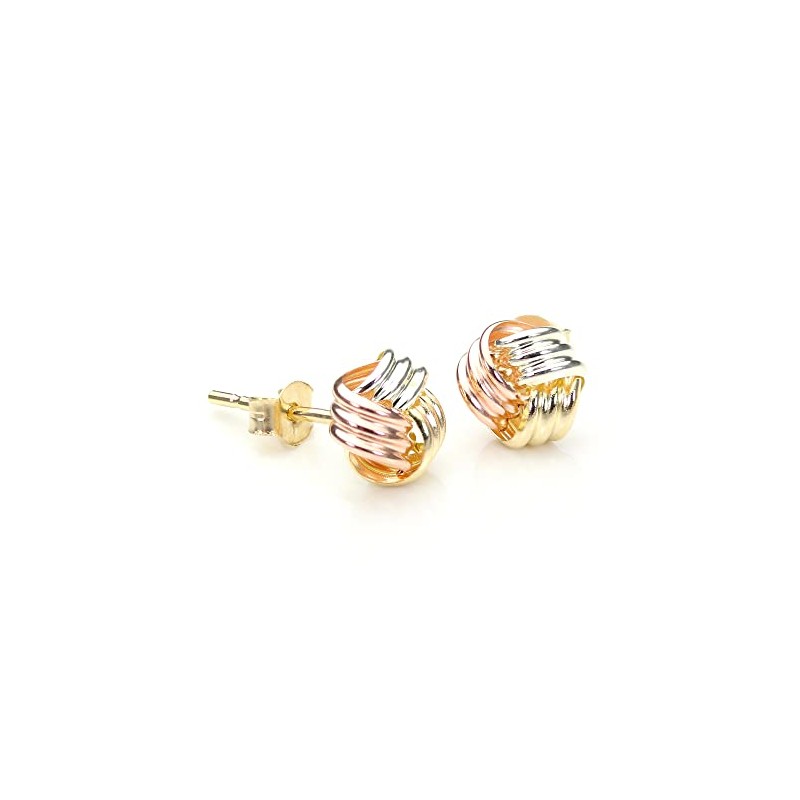 9ct Multi-Coloured Gold 6mm Knot Stud Earrings