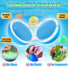 Pack of 8 Water Bombs Self-Closing, One Second Quick Filler Magnet Reusable Water Bombs, Water Toy Children Outdoor, Colourful Water Ball Splash Balls Pool Toy, Summer Water Park