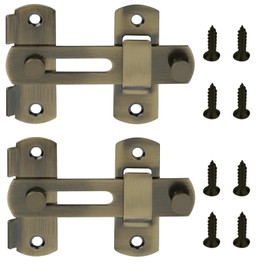 VitalBloom Door Locks, Set of 2, Sliding Door Locks, Copper Color, Retro Style, Stainless Steel, Door Buckle Bolts, 180 Degree Hasp Type, Stainless Steel, Security Protection, Auxiliary Lock, Screws