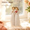 Dekismeos Sister Figurine with Heart, Two Sisters Resin Sculpture as