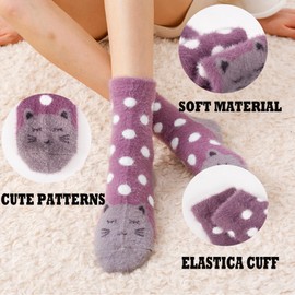 SISOSOCK Fuzzy Socks for Women Cute Cat Paw Socks Women Winter Fluffy Cozy Slipper Socks With Gift Box for Women Girls, Dm-kt-cat-bdm, 5