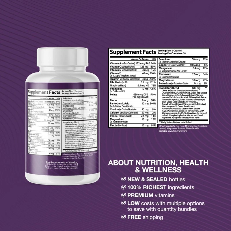 Pelican Vitamins Presgera- Brain Support- 4 Bottles- 240 Capsules