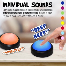 Teacher's Choice Light Up Game Buzzer System, Displays The Winning Player Loud, Unique Sounds for Each Buzzer, Great for Trivia Games, Family Feud, Jeopardy (8 Pack)