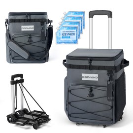 Odoland 48/72 Cans Soft Cooler with Wheels and Handle Collapsible Ice Chest Rolling Coolers on Wheels for Beach Camping Travel and Picnic
