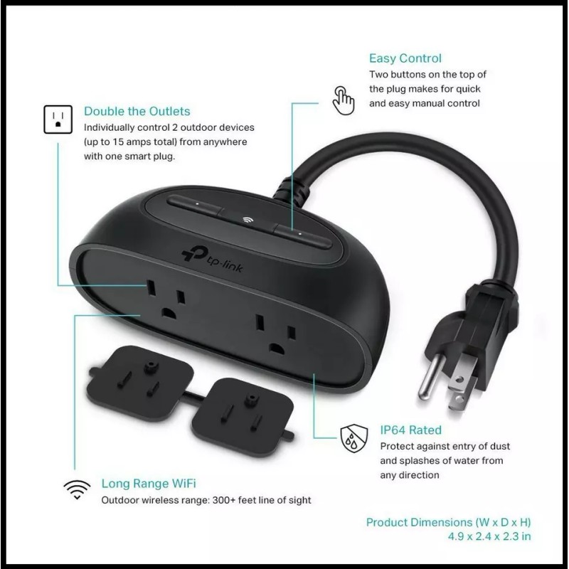 Outdoor Smart Plug by TP-Link, Smart Home Wi-Fi Outlet with