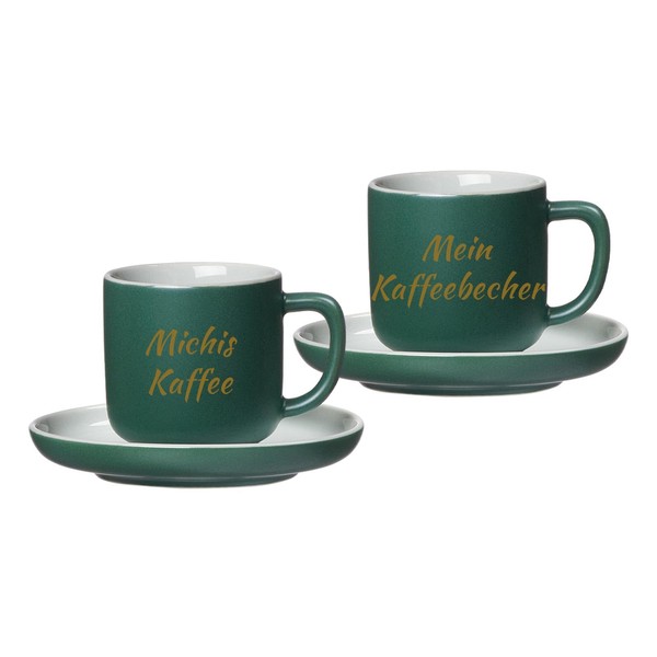LUXENTU Jasper Personalised Espresso Cups with Saucers Set of 2,