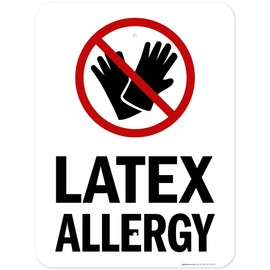 Latex Allergy With Graphic Sign, 18X24 Inches, 55 Mil Thick Hdps (High Density Polystyrene), Made In Usa By My Sign Center
