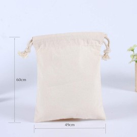 MsO Japanese Style Linen Drawstring Bag, Reusable, Eco Bag, Storage Bag, Washable, Portable, Organization, Set of 2, 19.7 x 23.6 inches (50 x 60 cm), white (off-white)