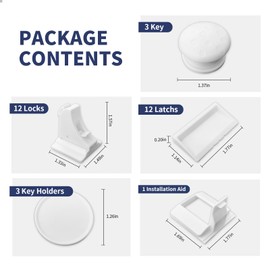 CNMTCCO Magnetic Child Lock, 12 Locks with 3 Keys, Invisible Child Lock for Cupboard and Drawers, Child Lock Drawers, No Drilling or Screws (White)