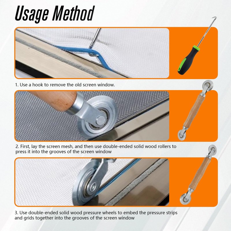 Screen Repair Tools, 6 in 1 Window Screen Installation Kit