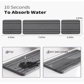 3PCS Water Absorbing Stone Tray, Instant Dry Sink Tray,Drying Neat Diatomite Stone Sink Coasters,Kitchen Sponge Hand Soap Holder,Countertop Fast Drying Bathroom Counter Tray,Bathroom Soap Dishes