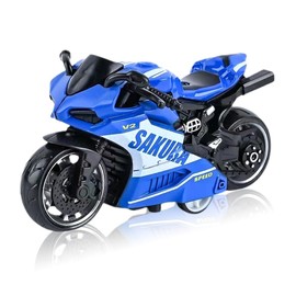 NyaSaa Pull Back Motorbike Toy Motorcycle Plastic Street Machine Friction Power Mini Motorbike Toy Motorbike Model Kids Toy Gift Set 3 Years + Blue