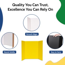 EPI Tri Fold Cardboard Display Board. Large 36 x 48in Black Tri-fold Poster 12 Pack. Professional Presentation Boards with Rounded Corners for Science Fair Project, School and Business Presentations