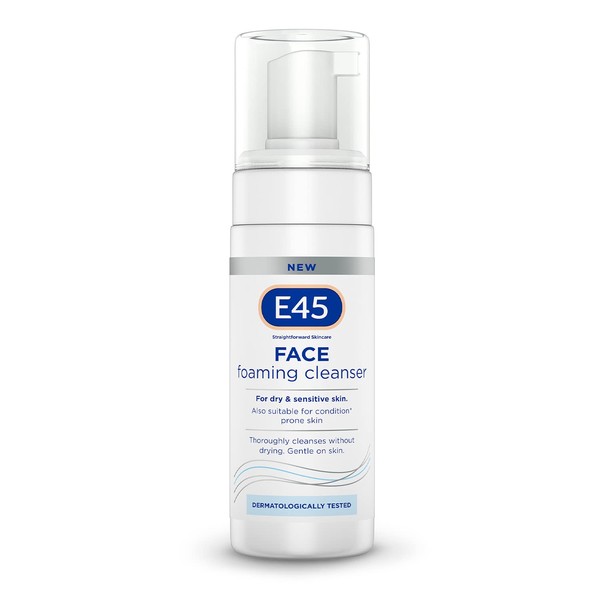 E45 Face Wash Foaming Cleanser – Daily Face Cleanser for Dry and Sensitive Skin – Gentle Facial Cleanser – Removes Excess Oil and Makeup for Clean, Soft Skin - Skin Care Facewash for Women & Mens Skin