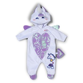 BABY born Unicorn Onesie with Hood, Cosy Outfit for 43cm Dolls, 838266 Zapf Creation