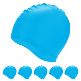M METERXITY 6-Pack Silicone Swim Cap, 7.3" Opening 7.9" H Durable Swimming Hat Unisex Non-Slip Waterproof Swimming Caps for Pool Training [Lake Blue]