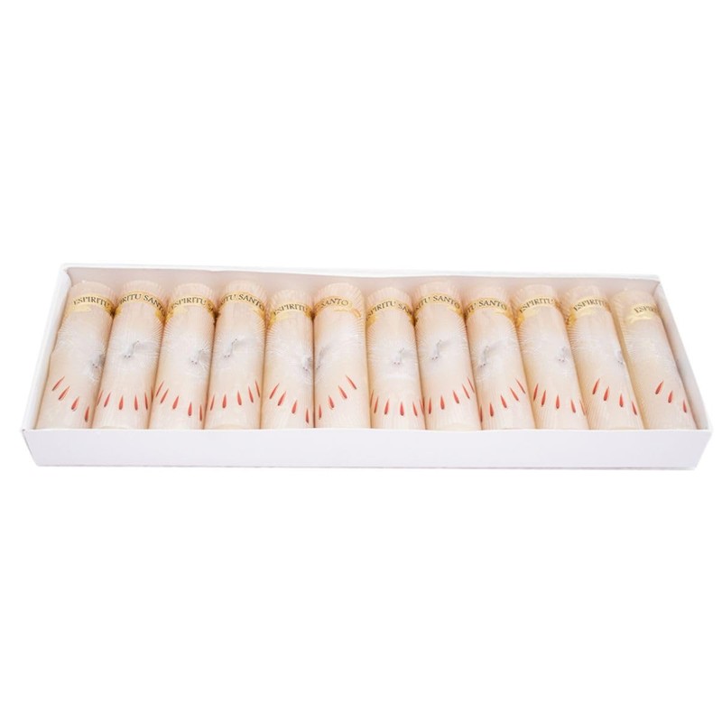 Luz María-Paquete de 12 mini cirios de "Espíritu Santo"(Recuerdo, Decorativos,