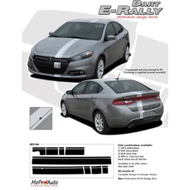 Original Dart E-Rally : Compatible with 2013-2016 Dodge Dart Bumper to Bumper Euro Rally Racing Stripes (Fits Model as Shown) (16812 Matte Black – Wet Install)