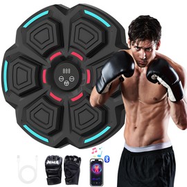 Keyoung New Music Boxing Machine with Gloves, Wall Mounted Smart Music Boxing Machine,Bluetooth Music Boxing Target Wall Target Kids Combat Trainer, Home Electronic Boxing Target Machine