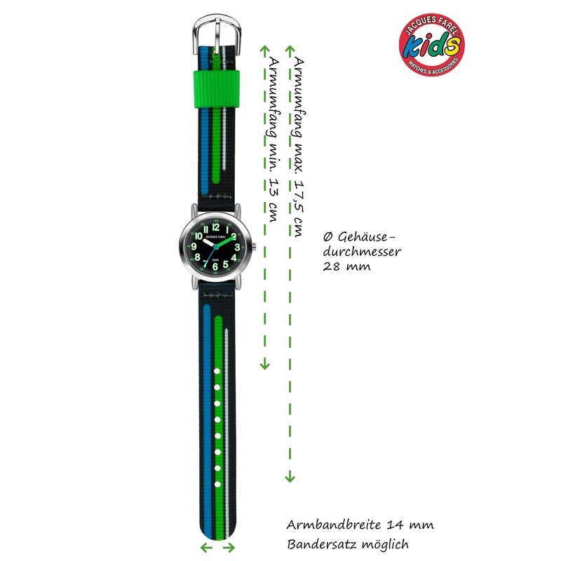 JACQUES FAREL KPS 403 Children's Analogue Quartz Watch with Fabric