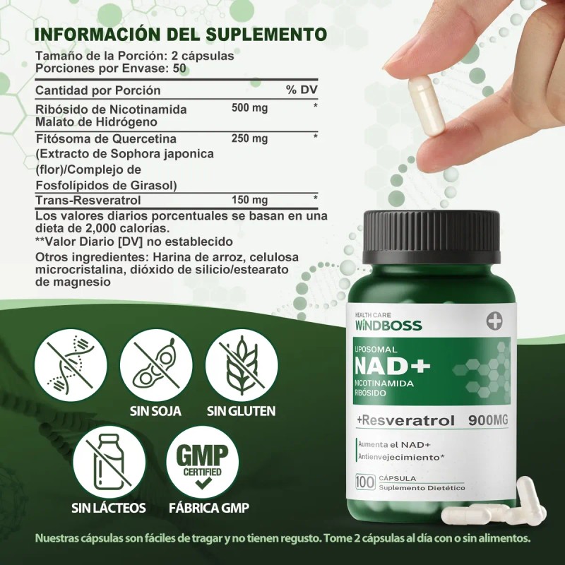 Windboss Nad Capsules 100 Cápsulas Suplemento