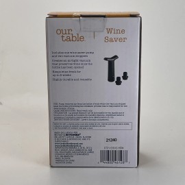 Our Table Wine Saver Pump With 2 Stoppers Black