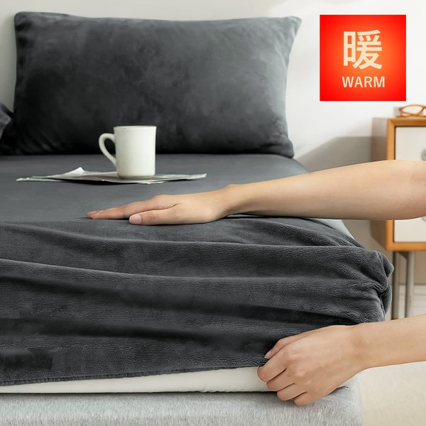 Hotvivid Fitted Sheet for Fall and Winter, Warm Microfiber, Bedspread,