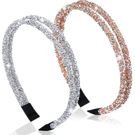 Glitter Rhinestone Hair Bands for Women, Alpenflüstern Headband Set - 2-Piece Crystal Rhodium Zircon Headband with Glitter, Ideal for Women & Young Women, Wedding, Birthday & Everyday Use