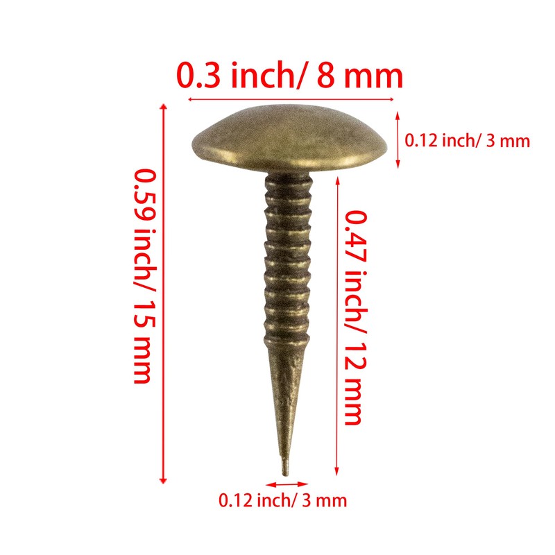 AUXBC 100 PCS Mini Upholstery Nails, 1/2" Decorative Furniture Tacks,