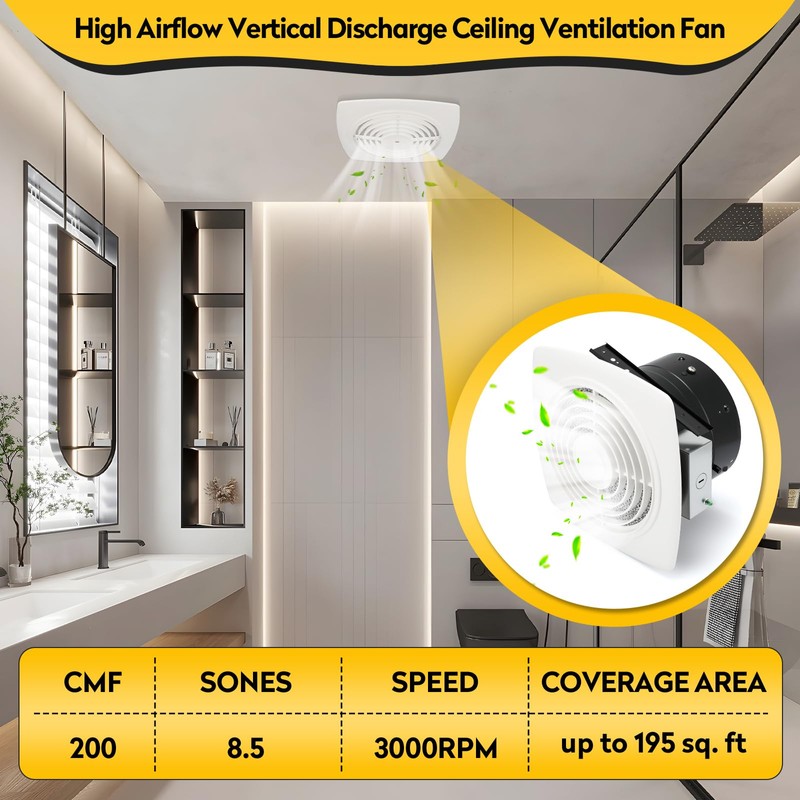 LTNIASL 505 High Airflow Bathroom Fan for Ceiling – 8