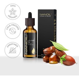 Aceite de jojoba Nanoil Jojoba Oil 50ml - natural, prensado en frío y sin refinar para el cuidado de la cara, el cuerpo y el cabello