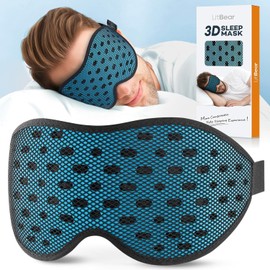 LitBear- Antifaz transpirable para dormir, antifaz 3D para dormir de lado, hombre y mujer, antifaz que bloquea la luz con correa ajustable, suave y ligero para viajes, trabajo nocturno, siestas y ofic