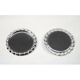 1000 Flattened Chrome Bottle Caps Silver Flat