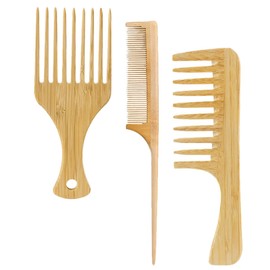 Ipetboom Men's Styling Combs Bamboo Hair Comb Detangle Hair for Men Wide Tooth Tail Styling Tool