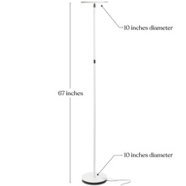 Brightech Sky Flux Dimmable LED Floor Lamp – Super Bright Floor Lamp with 3 Light Modes for Living Room, Office – Torchiere Standing Touch-Lamp, Tall Torch Lamp for Bedroom & Reading - White